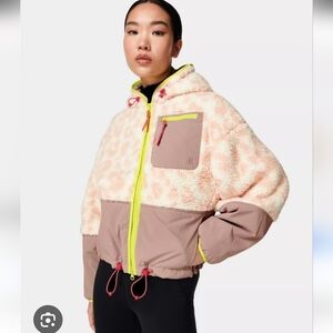 Sweaty Betty Pink and Tan Teddy Jacket Size 12